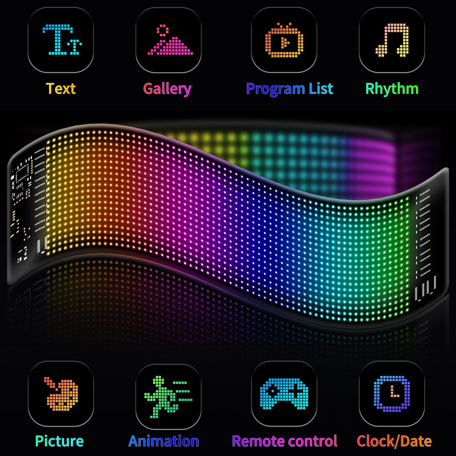 RP1035R Rounded Corners Car Rear Windshield DIY Advertising Screen Bluetooth APP Control LED Matrix Display Screen RP1035R Rounded Corners Car Rear Windshield DIY Advertising Screen Bluetooth APP Control LED Matrix Display Screen